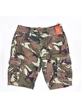 SUPERDRY Core Cargo Heavy Shorts Mens W32 Green Outline Camo Dark Army Military